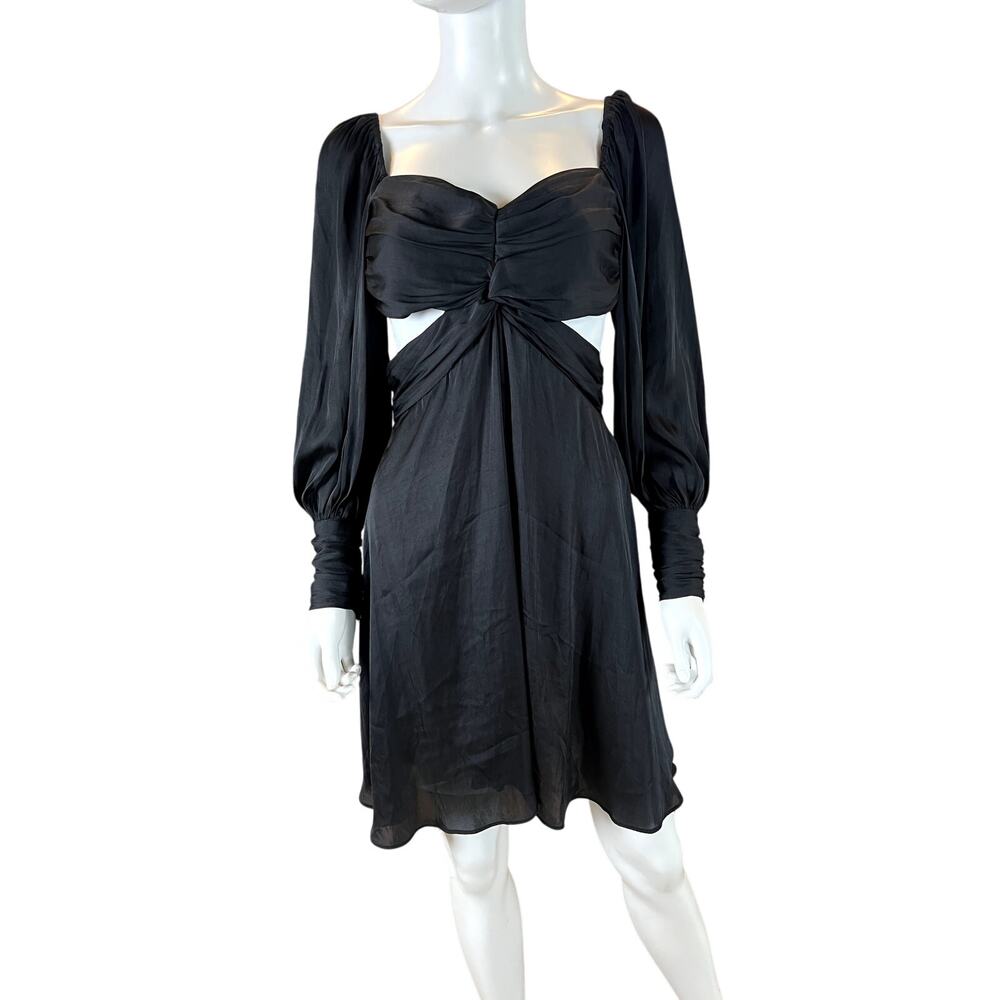 Lucca Black Cutout Long‑Sleeve Mini Dress – Size S (NWT)